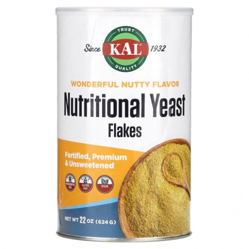 KAL, 영양 효모 플레이크, 맛있는 견과류 맛, 무가당, 624g(22oz)