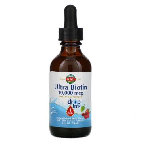 KAL, 울트라 바이오틴, 천연 믹스 베리 향, 10,000mcg, 59ml(2fl oz)