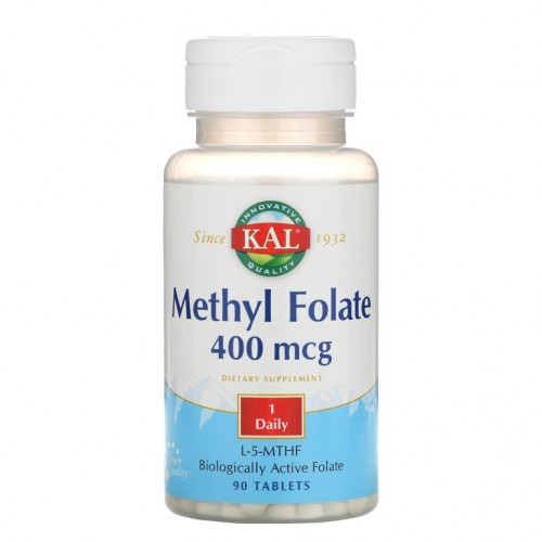 KAL, 메틸 폴레이트, 400 mcg, 90 타블렛