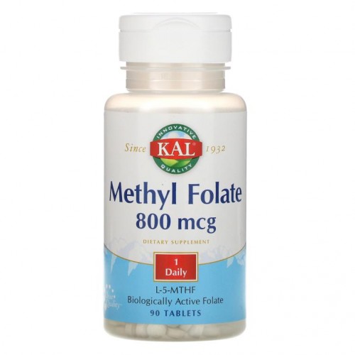 KAL, 메틸 폴레이트, 800 mcg, 90 태블릿
