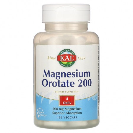 KAL, 마그네슘오로테이트 200, 50mg, 베지 캡슐 120정