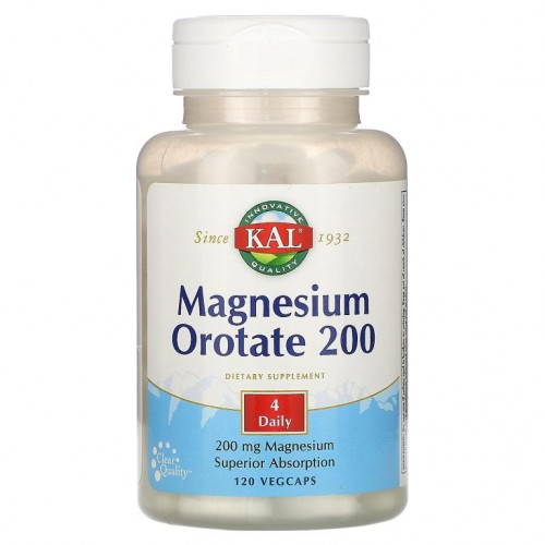KAL, 마그네슘오로테이트 200, 50mg, 베지 캡슐 120정