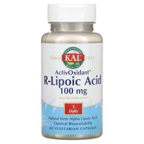 KAL, ActivOxidant, r-리포산, 100mg, 베지 캡슐 60정