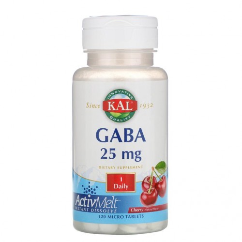 KAL, GABA, 체리 향, 25mg, 마이크로 정 120개입