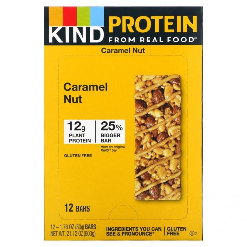 KIND Bars, 프로틴 바, 토스티드 카라멜 넛, 바 12개입, 각 1.76 oz (50 g)