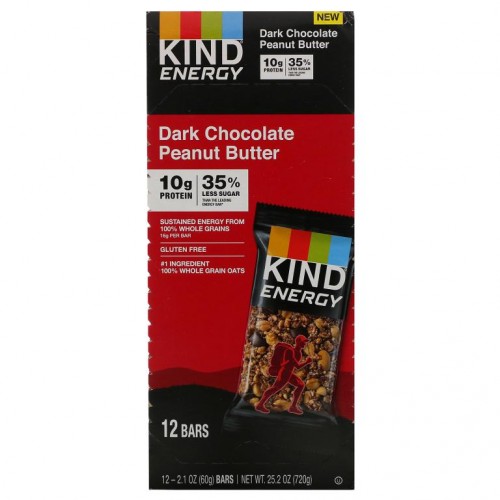 KIND Bars, 에너지, 다크 초콜릿 피넛버터, 바 12개, 개당 60g(2.1oz)