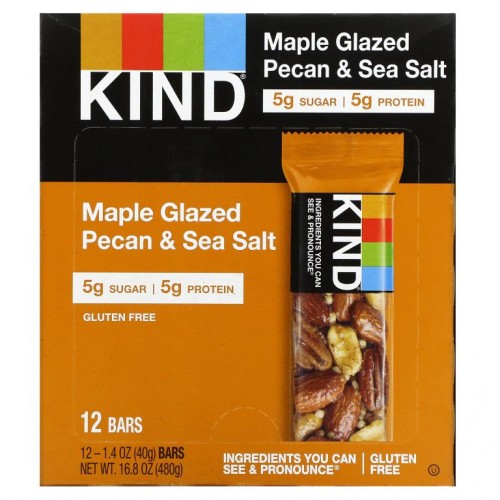 KIND Bars, 넛츠 & 스파이스, 메이플 글레이즈드 피칸 & 씨솔트, 바 12개입, 각 40g(1.4oz)