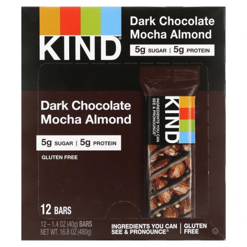 KIND Bars, Nuts & Spices, 다크 초콜릿 모카 아몬드, 바 12개입, 각 40g(1.4oz)