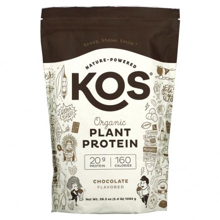 KOS, 유기농 식물성 단백질, 초콜릿 맛, 1,092g(2.4lb)