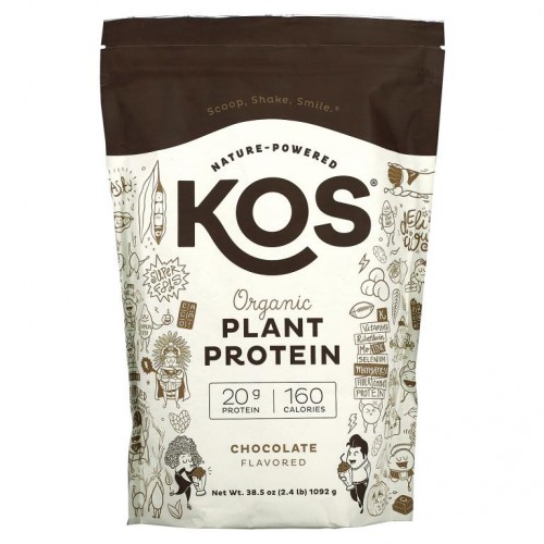 KOS, 유기농 식물성 단백질, 초콜릿 맛, 1,092g(2.4lb)
