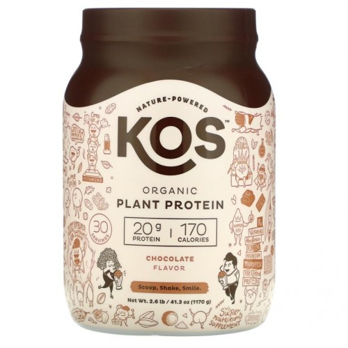 KOS, 유기농 식물성 단백질, 초콜릿, 1,170g(2.6lb)
