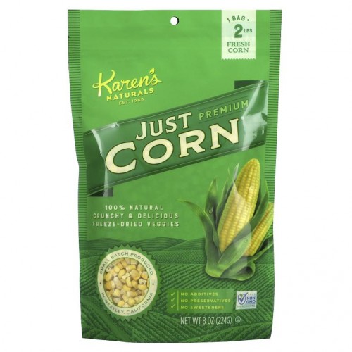 Karen's Naturals, 프리미엄 동결 건조 채소, Just Corn, 224g(8oz)