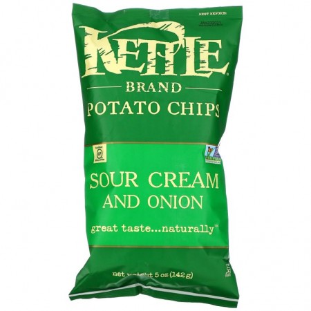 Kettle Foods, 감자 칩, 사워크림 및 양파, 142g(5oz)
