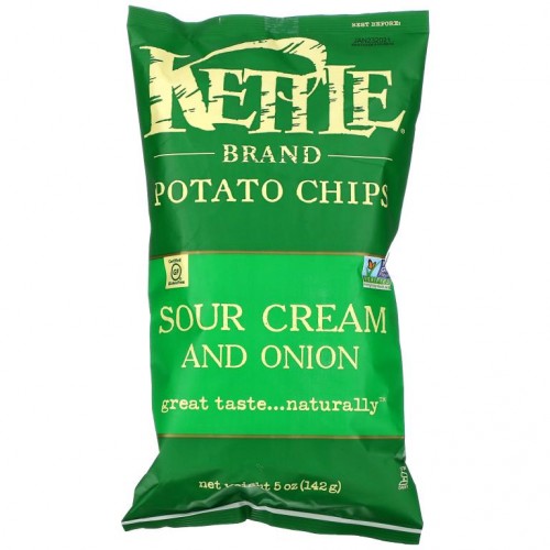 Kettle Foods, 감자 칩, 사워크림 및 양파, 142g(5oz)