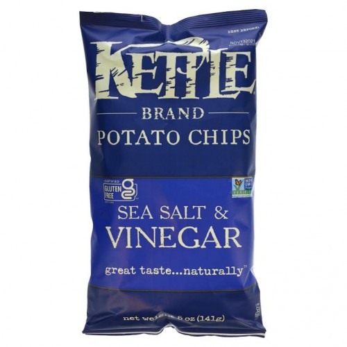 Kettle Foods, 감자 칩, 바다 소금 및 식초, 5oz(142g)