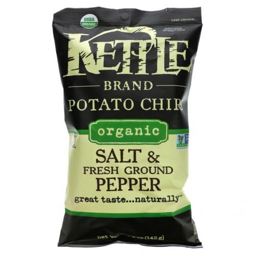 Kettle Foods, 유기농 감자칩, 소금과 갓 갈아 놓은 후추, 5 oz (142 g)