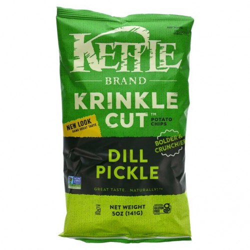 Kettle Foods, Krinkle Cut 감자 칩, 딜 피클, 141g (5oz)