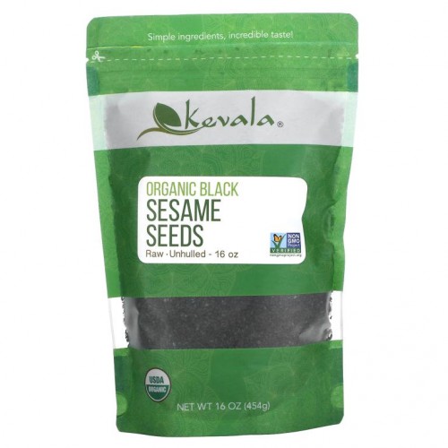 Kevala, 유기농 검은 참깨 씨앗, 무가공, 무박피, 454g(16oz)