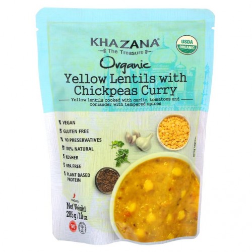 Khazana, Yellow Lentils With Chickpeas Curry, Medium, 10 oz (285 g)