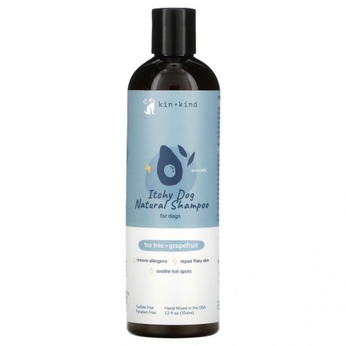 Kin+Kind, 가려움증 완화 천연 샴푸, 반려견용, 티트리 + 자몽, 354ml(12fl oz)