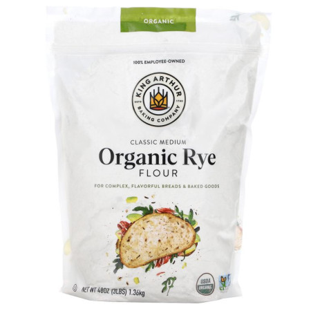 King Arthur Flour, 유기농, 클래식 호밀가루, 1.36kg(3lb)