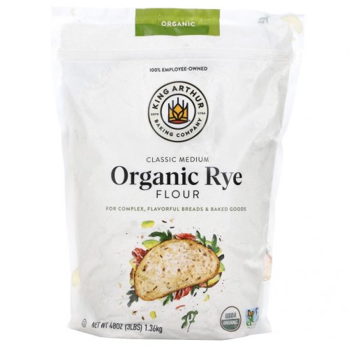 King Arthur Flour, 유기농, 클래식 호밀가루, 1.36kg(3lb)
