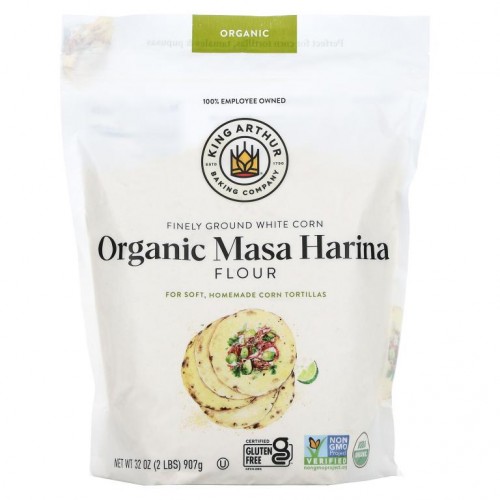 King Arthur Flour, 곱게 간 흰옥수수 유기농 마사 가루, 907g(2lb)