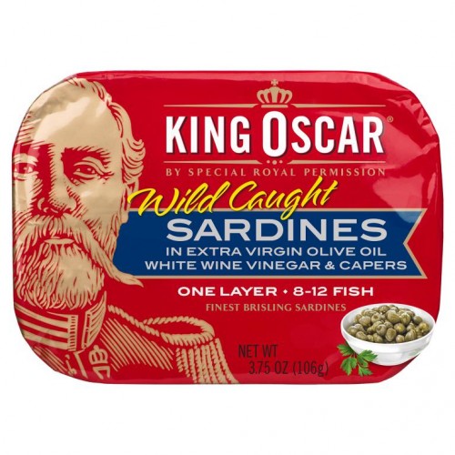 King Oscar, 엑스트라 버진 올리브 오일, 화이트와인 식초 및 케이퍼에 절인 자연산 정어리, 106g(3.75oz)
