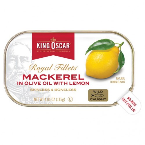 King Oscar, Royal Fillets, Mackerel In Olive Oil With Lemon, 4.05 oz ( 115 g)
