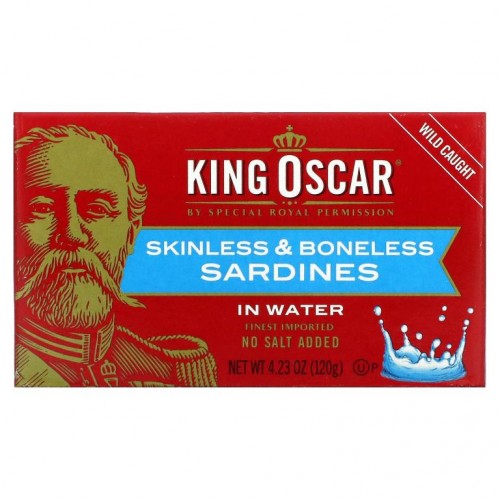 King Oscar, 정제수에 절인 정어리(껍질 및 뼈 제거), 120g(4.23oz)