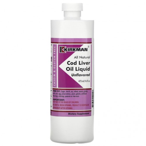 Kirkman Labs, 대구 간유 액상 제제, 무맛, 473ml(16fl oz)