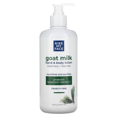 Kiss My Face, Goat Milk Hand & Body Lotion, Rosemary + Tea Tree, 16 fl oz (473 ml)
