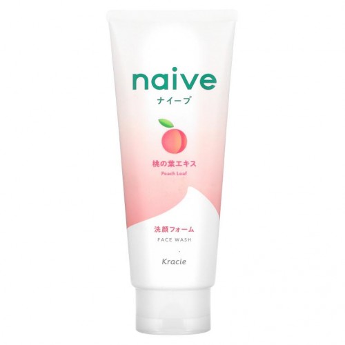 Kracie, Naive, 페이스 워시, 피치, 4.5 oz(130g)