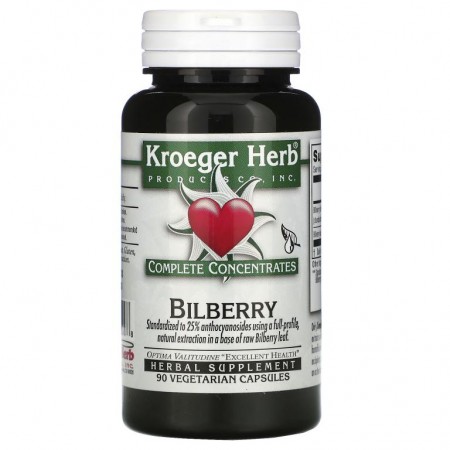 Kroeger Herb Co, 빌베리, 베지 캡슐 90정