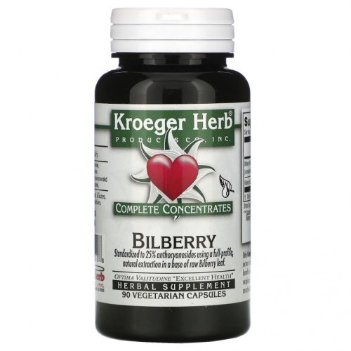 Kroeger Herb Co, 빌베리, 베지 캡슐 90정