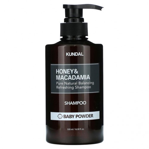 Kundal, 꿀 & 마카다미아, 샴푸, 베이비 파우더, 500ml(16.90fl oz)