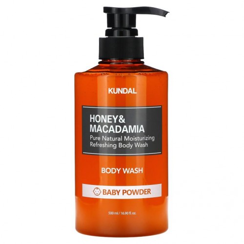 Kundal, 꿀 & 마카다미아, 바디 워시, 베이비 파우더, 500ml(16.90fl oz)