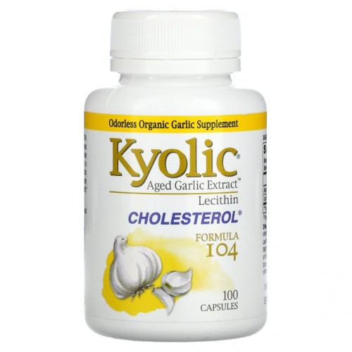 Kyolic, Aged Garlic Extract, 레시틴 함유, 콜레스테롤, 포뮬라 104, 캡슐 100정