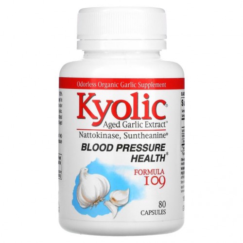 Kyolic, Aged Garlic Extract, 혈압 건강, 포뮬라 109, 캡슐 80정