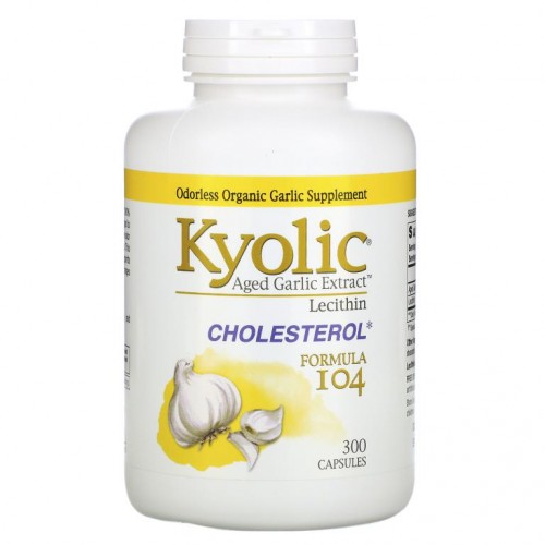 Kyolic, 레시틴이 함유된 Aged Garlic Extract, 콜레스테롤 포뮬라 104, 캡슐 300정