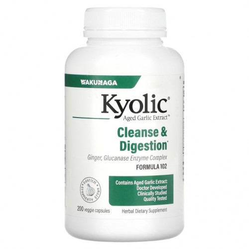 Kyolic, Aged Garlic Extract, Candida Cleanse 및 소화, 포뮬라 102, 베지 캡슐 200정