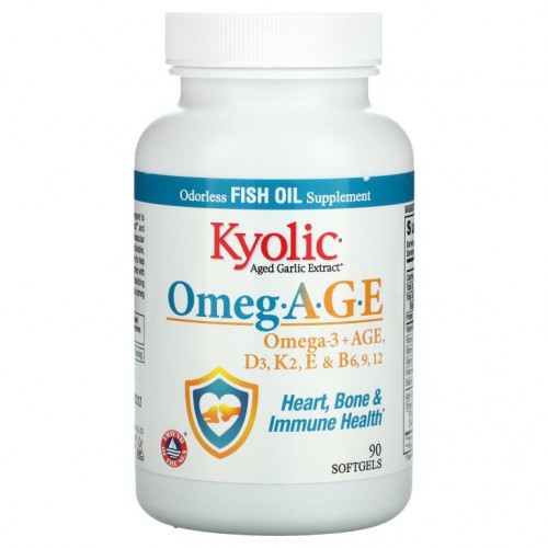 Kyolic, Omeg.A.G.E, Heart, Bone & Immune Health, 90 Softgels
