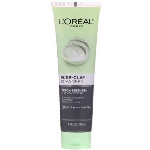 L'Oreal, 퓨어 클레이 클렌저, 디톡스-브라이튼, 3 퓨어 클레이 + 숯, 4.4fl oz(130ml)