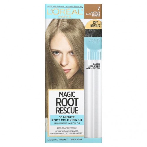 L'Oreal, 매직 루트 레스큐, 10분 뿌리 염색 키트, 7호 다크 블론드, 1회분