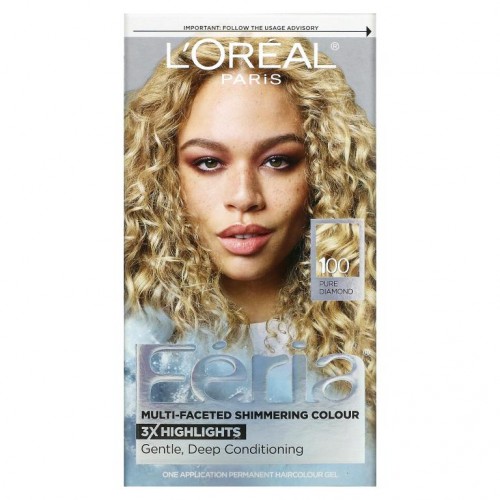 L'Oreal, Feria, 멀티-퍼셋티드 시머링 컬러, 100 매우 밝은 내추럴 블론드, 1회분