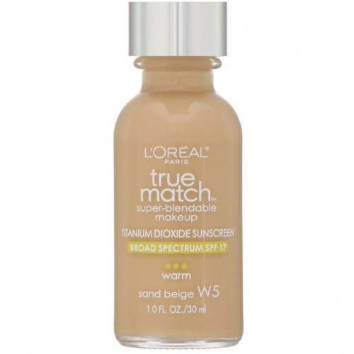 L'Oreal, True Match 슈퍼-블렌더블 메이크업, W5 샌드 베이지, 30 ml(1 fl oz)