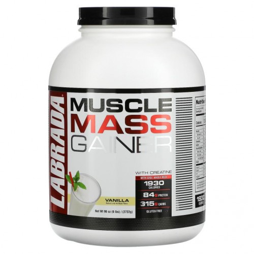 Labrada Nutrition, 크레아틴을 함유한 머슬 메스 게인너, 바닐라, 6 lbs (2722 g)