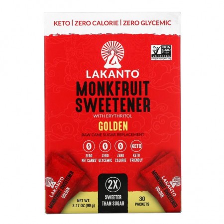 Lakanto, 나한과 감미료, 에리스리톨 함유, 골든, 30팩