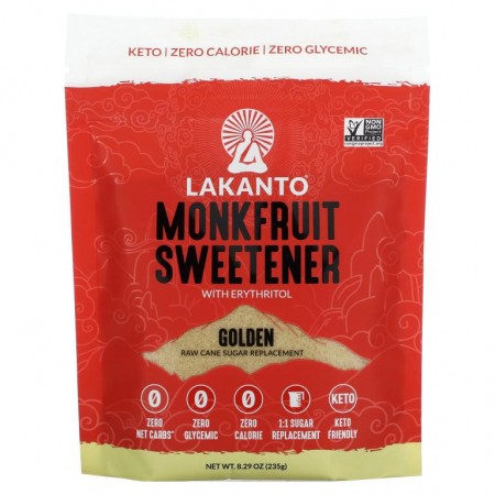 Lakanto, 에리스리틀이 함유된 나한과 감미료, 골든, 235g(8.29oz)