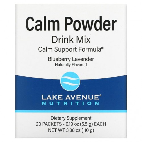 Lake Avenue Nutrition, 캄 파우더 드링크 믹스, 블루베리 라벤더, 20팩, 팩당 5.5g(0.19oz)